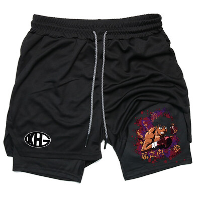 Аниме IPPO Compreesion Shorts за мъже Gym Workout Running Athletic 2 in 1 Performance Shorts with Pockets Activewear