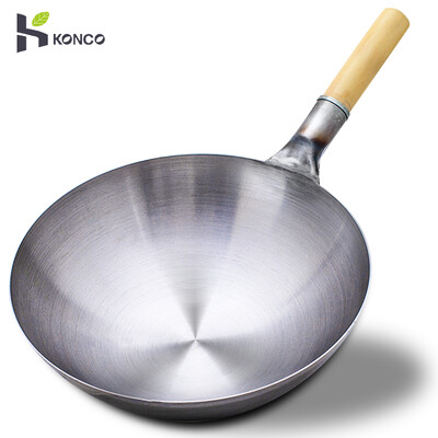 32/34/36 cm dzelzs wok ķīniešu tradicionālais roku darbs liels wok mājsaimniecības gatavošanas katls koka rokturi Wok virtuves trauki