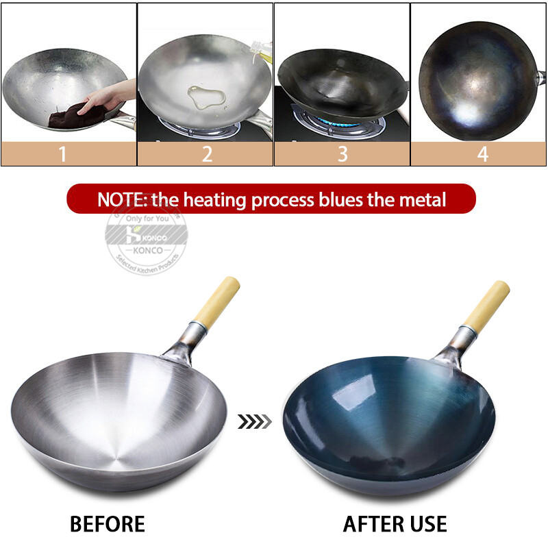 32/34/36cm železný wok čínsky tradičný ručne vyrobený veľký wok domáci hrniec s drevenou rukoväťou wok kuchynský riad