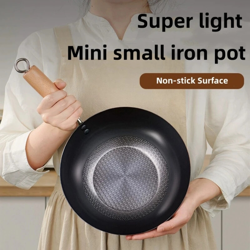 Käsitsi valmistatud raudpott praepann wok-pann katmata gaasipliit induktsioonpliit Universaalne mittenakkuva rauast wok-poti kööginõude komplekt