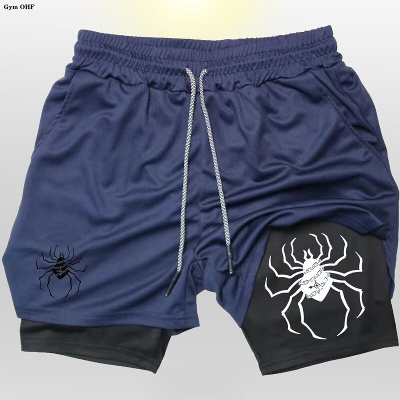 Anime Berserk Running Shorts Ανδρική προπόνηση γυμναστικής 2 σε 1 Αθλητικό σορτς Γρήγορη προπόνηση για στεγνό τζόκινγκ σε διπλό κατάστρωμα καλοκαίρι