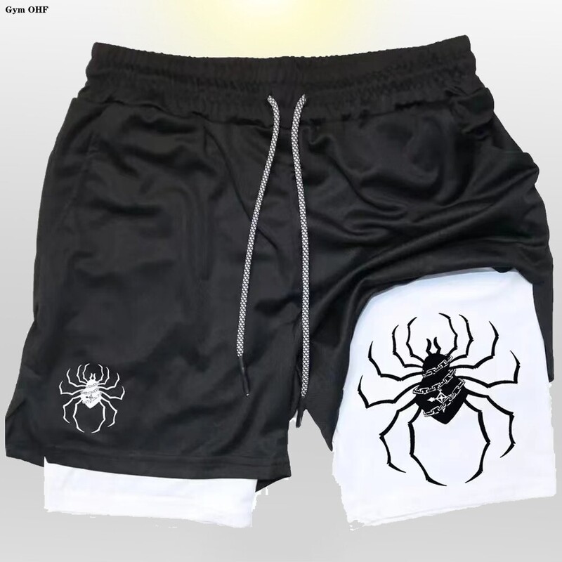 Anime Berserk Running Shorts Ανδρική προπόνηση γυμναστικής 2 σε 1 Αθλητικό σορτς Γρήγορη προπόνηση για στεγνό τζόκινγκ σε διπλό κατάστρωμα καλοκαίρι