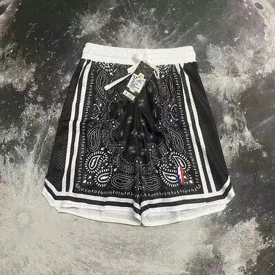 Ρετρό σορτς δρόμου κεντημένο διπλό σπορ σπορ μεγάλου μεγέθους άνετο ανδρικό παντελόνι μπάσκετ τεσσάρων τετάρτων