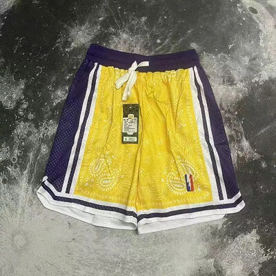 Ρετρό σορτς δρόμου κεντημένο διπλό σπορ σπορ μεγάλου μεγέθους άνετο ανδρικό παντελόνι μπάσκετ τεσσάρων τετάρτων