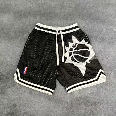 Ρετρό σορτς δρόμου κεντημένο διπλό σπορ σπορ μεγάλου μεγέθους άνετο ανδρικό παντελόνι μπάσκετ τεσσάρων τετάρτων
