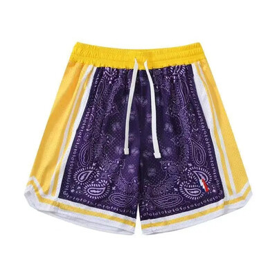 Ρετρό σορτς δρόμου κεντημένο διπλό σπορ σπορ μεγάλου μεγέθους άνετο ανδρικό παντελόνι μπάσκετ τεσσάρων τετάρτων