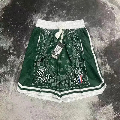 Ρετρό σορτς δρόμου κεντημένο διπλό σπορ σπορ μεγάλου μεγέθους άνετο ανδρικό παντελόνι μπάσκετ τεσσάρων τετάρτων