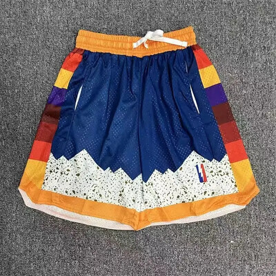 Ρετρό σορτς δρόμου κεντημένο διπλό σπορ σπορ μεγάλου μεγέθους άνετο ανδρικό παντελόνι μπάσκετ τεσσάρων τετάρτων