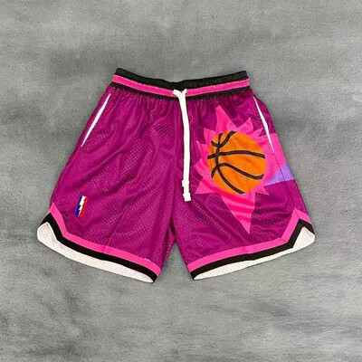 Ρετρό σορτς δρόμου κεντημένο διπλό σπορ σπορ μεγάλου μεγέθους άνετο ανδρικό παντελόνι μπάσκετ τεσσάρων τετάρτων