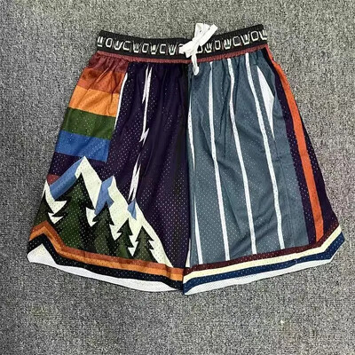 Ρετρό σορτς δρόμου κεντημένο διπλό σπορ σπορ μεγάλου μεγέθους άνετο ανδρικό παντελόνι μπάσκετ τεσσάρων τετάρτων