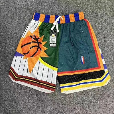 Ρετρό σορτς δρόμου κεντημένο διπλό σπορ σπορ μεγάλου μεγέθους άνετο ανδρικό παντελόνι μπάσκετ τεσσάρων τετάρτων