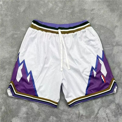 Ρετρό σορτς δρόμου κεντημένο διπλό σπορ σπορ μεγάλου μεγέθους άνετο ανδρικό παντελόνι μπάσκετ τεσσάρων τετάρτων