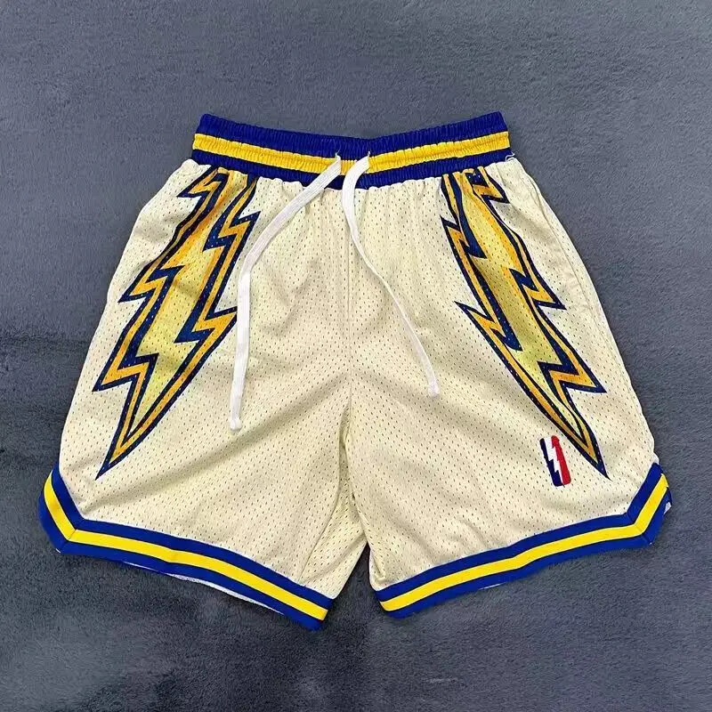Ρετρό σορτς δρόμου κεντημένο διπλό σπορ σπορ μεγάλου μεγέθους άνετο ανδρικό παντελόνι μπάσκετ τεσσάρων τετάρτων