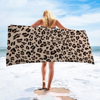 1 τεμ 75x155 cm Leopard Print Μαλακή και απορροφητική πετσέτα θαλάσσης από μικροΐνες, ελαφριά πετσέτα με μικροΐνες χωρίς άμμο γρήγορου στεγνώματος, 275GSM