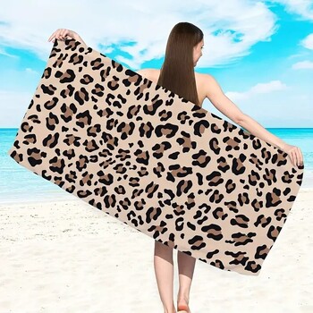 1 τεμ 75x155 cm Leopard Print Μαλακή και απορροφητική πετσέτα θαλάσσης από μικροΐνες, ελαφριά πετσέτα με μικροΐνες χωρίς άμμο γρήγορου στεγνώματος, 275GSM