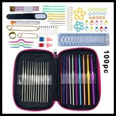 Red Embroidery Factory Leather Case Manual DIY Hook Wool Color Алуминиев комплект за плетене на една кука Костюм 22 Метален комплект от 100 части Червена бродерия F