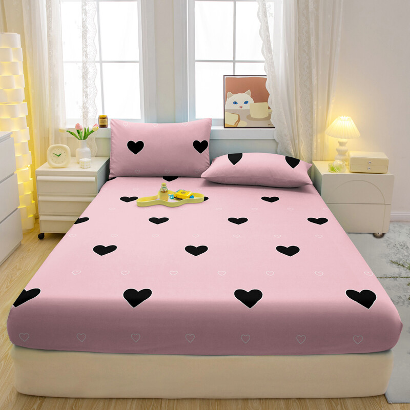 3-osaline lihtne kaasaegne südamekujulise mustriga matt kolmeosaline linade komplekt, magamistoa trükitud voodikatte komplekt, voodipesu