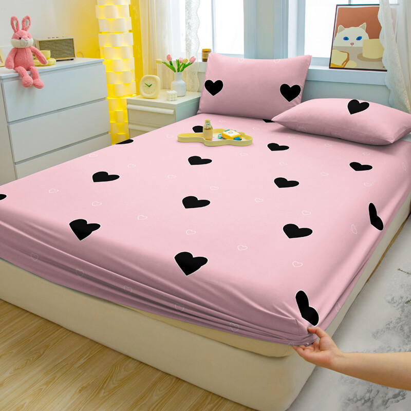 3-osaline lihtne kaasaegne südamekujulise mustriga matt kolmeosaline linade komplekt, magamistoa trükitud voodikatte komplekt, voodipesu
