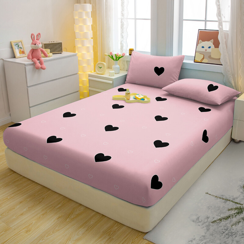 3-osaline lihtne kaasaegne südamekujulise mustriga matt kolmeosaline linade komplekt, magamistoa trükitud voodikatte komplekt, voodipesu
