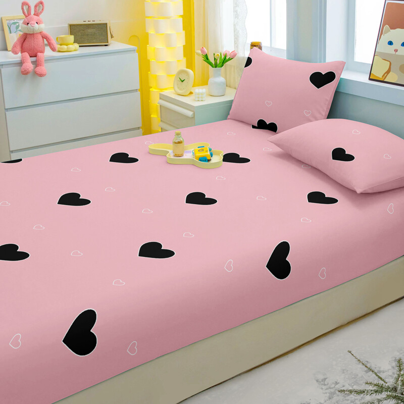 3-osaline lihtne kaasaegne südamekujulise mustriga matt kolmeosaline linade komplekt, magamistoa trükitud voodikatte komplekt, voodipesu