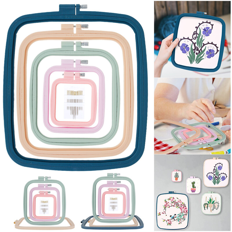 4/5 tk ruudukujulised 16 nõelaga tikkimisrõngad plastmassist tikkimisraamiga ristpistes tikkimisrõngas käsitöö õmblemiseks