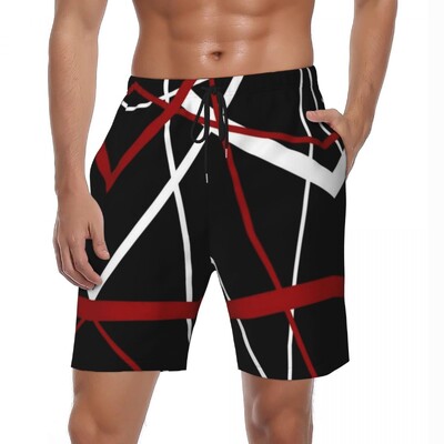 Summer Board Shorts Мъжки Van Halen Running STRIPES Плажни шорти с принт EVH Стилни бързосъхнещи бански гащета Плюс размер