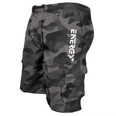 Férfi kezeslábas Rugalmas derék Kerékpáros rövidnadrág Több zsebes Bő munka rövidnadrág Outdoor Cargo Shorts Sport nyomott nadrág