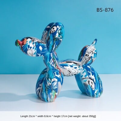 Γλυπτό σκανδιναβικής μοντέρνας τέχνης από ρητίνη γκράφιτι με μπαλόνι άγαλμα σκύλου Δημιουργικό έγχρωμο ειδώλιο χειροτεχνίας Δώρο Διακόσμηση επιφάνειας εργασίας γραφείου σπιτιού