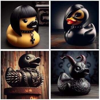 2024 Duck Statue Gothic Sculpture Punk Figurine Animal Resin Decoration Desk Συλλεκτικά ειδώλια Επιτραπέζια στολίδια Satan Duck