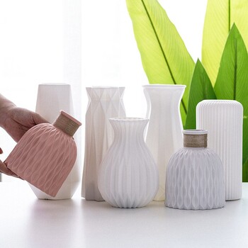 1 τεμάχιο Nordic Modern Plastic Flower Vase Flower Pot Basket Σπίτι Σαλόνι Payty Στολίδι Γάμου