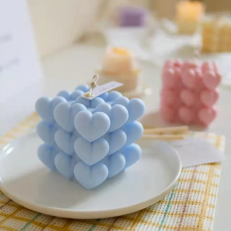 Love Magic Ball Силиконова форма за свещи Направи си сам Сърце Пирамида Honeycomb Изработка на свещи Шоколадов сапун Смола Мухъл Подаръци Занаяти Домашен декор