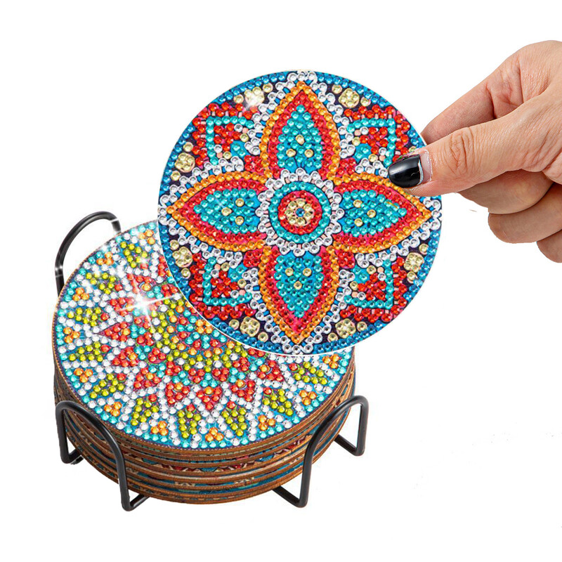 6/8 tk/komplekti DIY Teemantmaalimise alusalused Full Drill Diamond Mosaic Mandala ümmargused alusalused koos hoidikuga