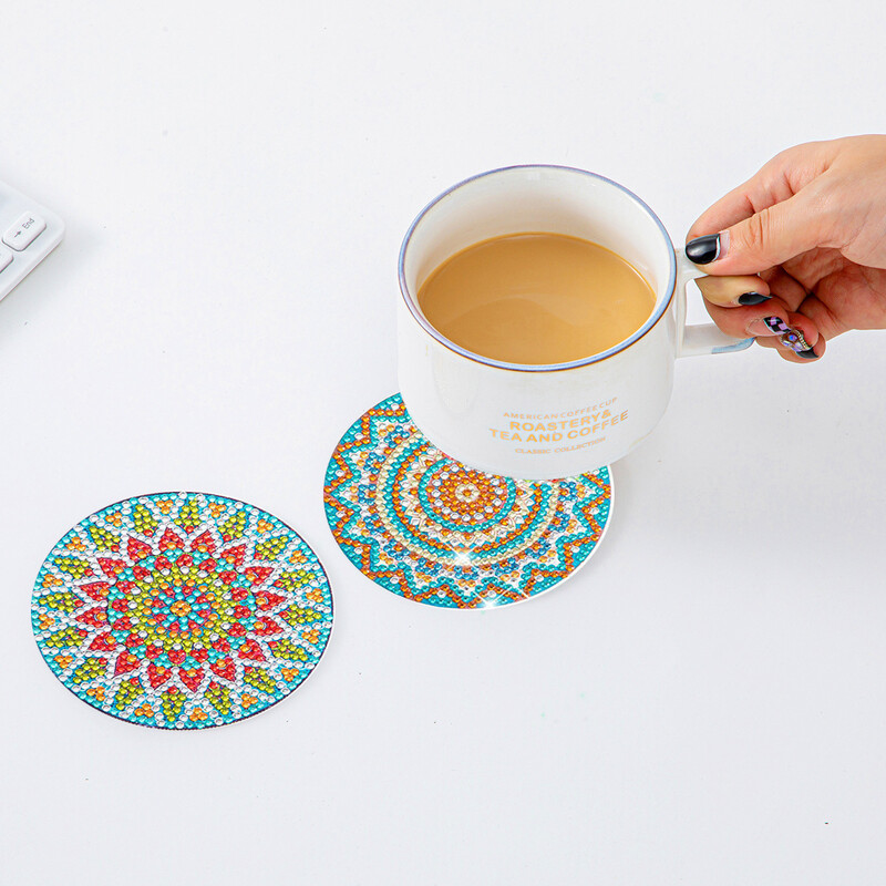 6/8 tk/komplekti DIY Teemantmaalimise alusalused Full Drill Diamond Mosaic Mandala ümmargused alusalused koos hoidikuga