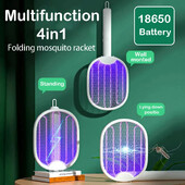 Сгъваем електрически убиец на комари USB акумулаторен капан за мухи Mosquito Swatter Racket Убиец на насекоми с UV светлина Bug Zapper 3500V