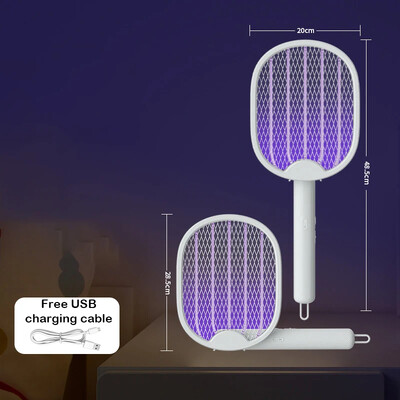 Сгъваем електрически убиец на комари USB акумулаторен капан за мухи Mosquito Swatter Racket Убиец на насекоми с UV светлина Bug Zapper 3500V