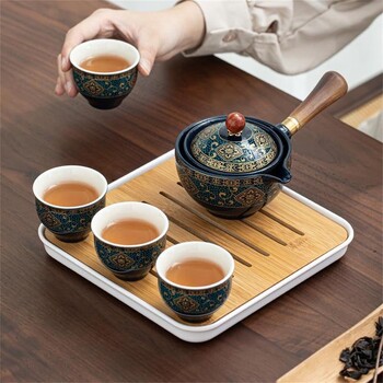 Κεραμικά φλιτζάνια τσαγιού 360 Auto Rotating Teapot For Puerh Tea China Kung Fu Tea Set Flower Delicate Shape