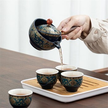 Κεραμικά φλιτζάνια τσαγιού 360 Auto Rotating Teapot For Puerh Tea China Kung Fu Tea Set Flower Delicate Shape