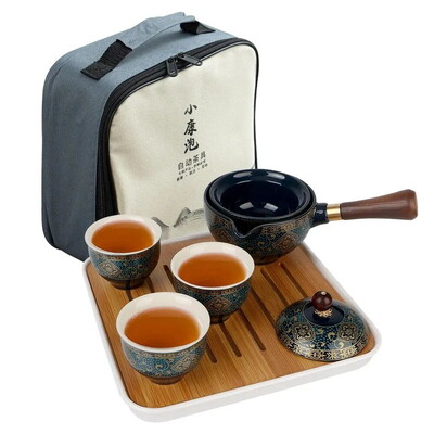 Ceai de ceai din ceramica cu rotire automata 360 pentru ceai Puerh China Kung Fu Set de ceai Floare Forma delicata