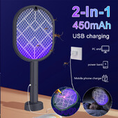 2-в-1 електрическа ловка за комари Mosquito Killer USB акумулаторна регулируема електрическа ловка за буболечки Fly Bat Insect Swatter