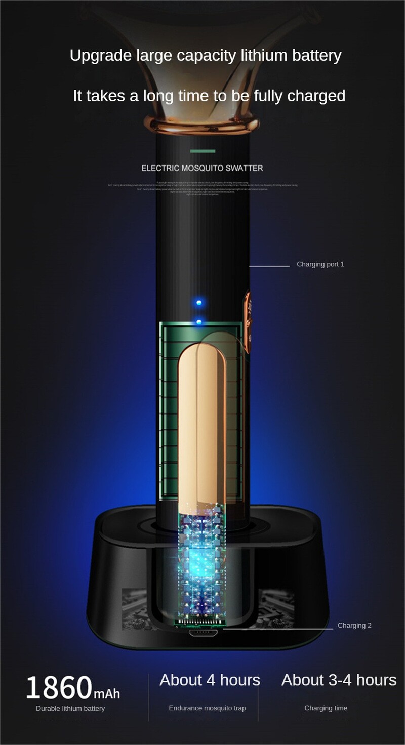 2-ühes Mosquito Killer USB-laetav elektriline kärbsepüük, võrgutav lõkslamp 3000 V sääsetõrjevahend unekaitse