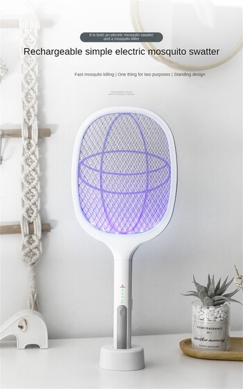 Ρακέτα κουνουπιών 2 σε 1 USB Επαναφορτιζόμενη Swatter Fly Zapper με Παγίδα Αποπλάνησης Μωβ Λαμπτήρα Καλοκαιρινή νύχτα Εργαλεία προστασίας μωρού ύπνου