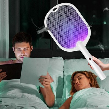 3 σε 1 Electric Suquito Swatter Kunuto Killer Lamp Killer Insect Killer 3000V Type-C Rechargeable Suquito Killer Fly Killer