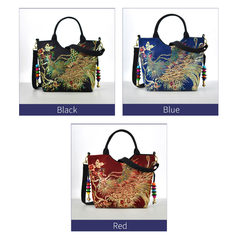 Naiste tikitud kott, moodne kahe käepidemega rahakott, retrostiilis eemaldatava rihmaga käekott