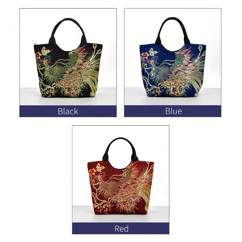 Naiste tikitud kott, moodne kahe käepidemega rahakott, retrostiilis eemaldatava rihmaga käekott