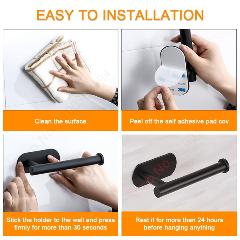 Kleepuv tualettpaberihoidja seinakinnitus vannitoaköögi jaoks Hõbedane kuldne must käterätikuhoidja roostevabast terasest riideriiul