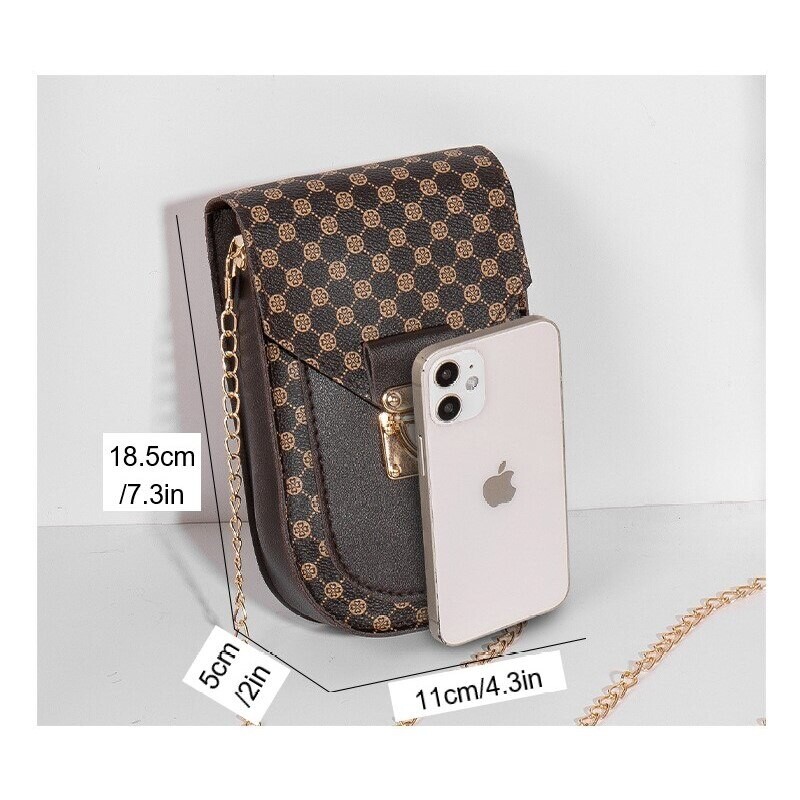 Moodne Retro väike täpiline kott Mitmekülgne naiste ketiga ristkehaga kotid Kerge luksuslik ketiga õla mobiiltelefoni kott