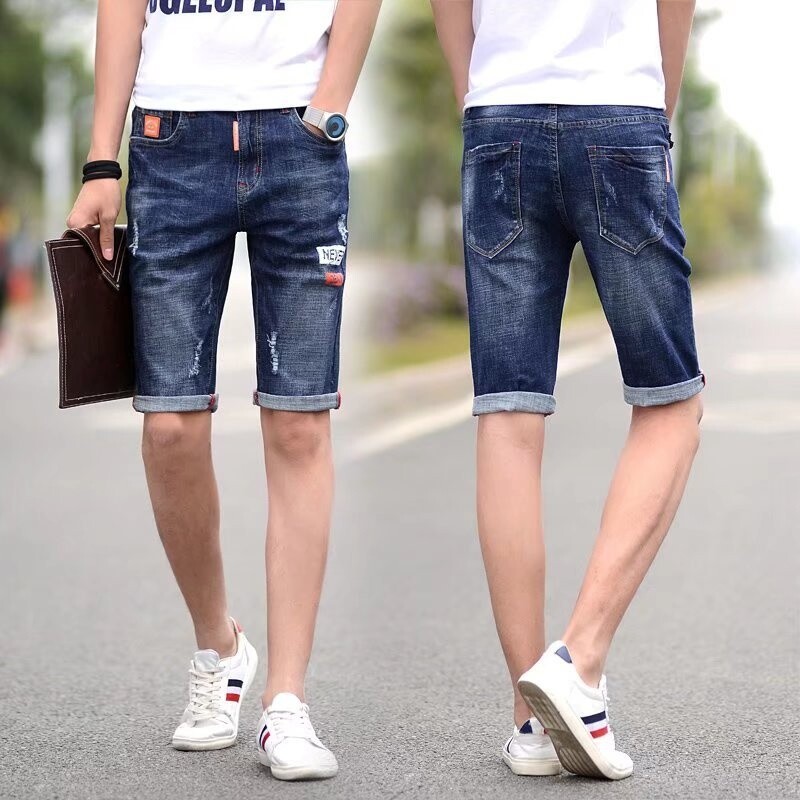 Ljetne muške Capris modne plave traper kratke hlače Ležerne prosjačke vezene Capris kratke hlače za trčanje Traperice Muške traper hlače