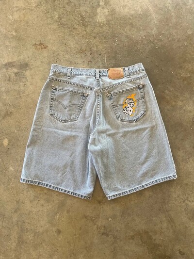 Embroidery Black Ball 8 Pattern Blue Jean Shorts Баскетболни дънкови шорти с висока талия за мъже Street Pocket Retro Summer Y2K Short