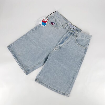 Y2k Big Boy Cartoon Graphic Embroidery Jeans Shorts Vintage Hip Hop Streetwear Baggy Gym Shorts for Men Harajuku Gothic Shorts