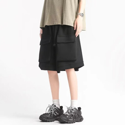 Suvised uued meesterõivad kärbitud kandepüksid, vabad vabaaja spordipüksid keskmise vöökohaga noorte üliõpilaspüksid